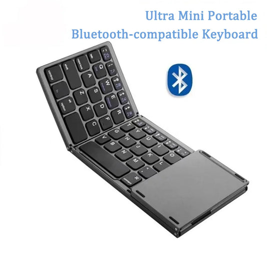 Mini teclado plegable teclado inalámbrico Bluetooth con panel táctil para Windows, Android, IOS, teléfono, teclado de botones multifunción
